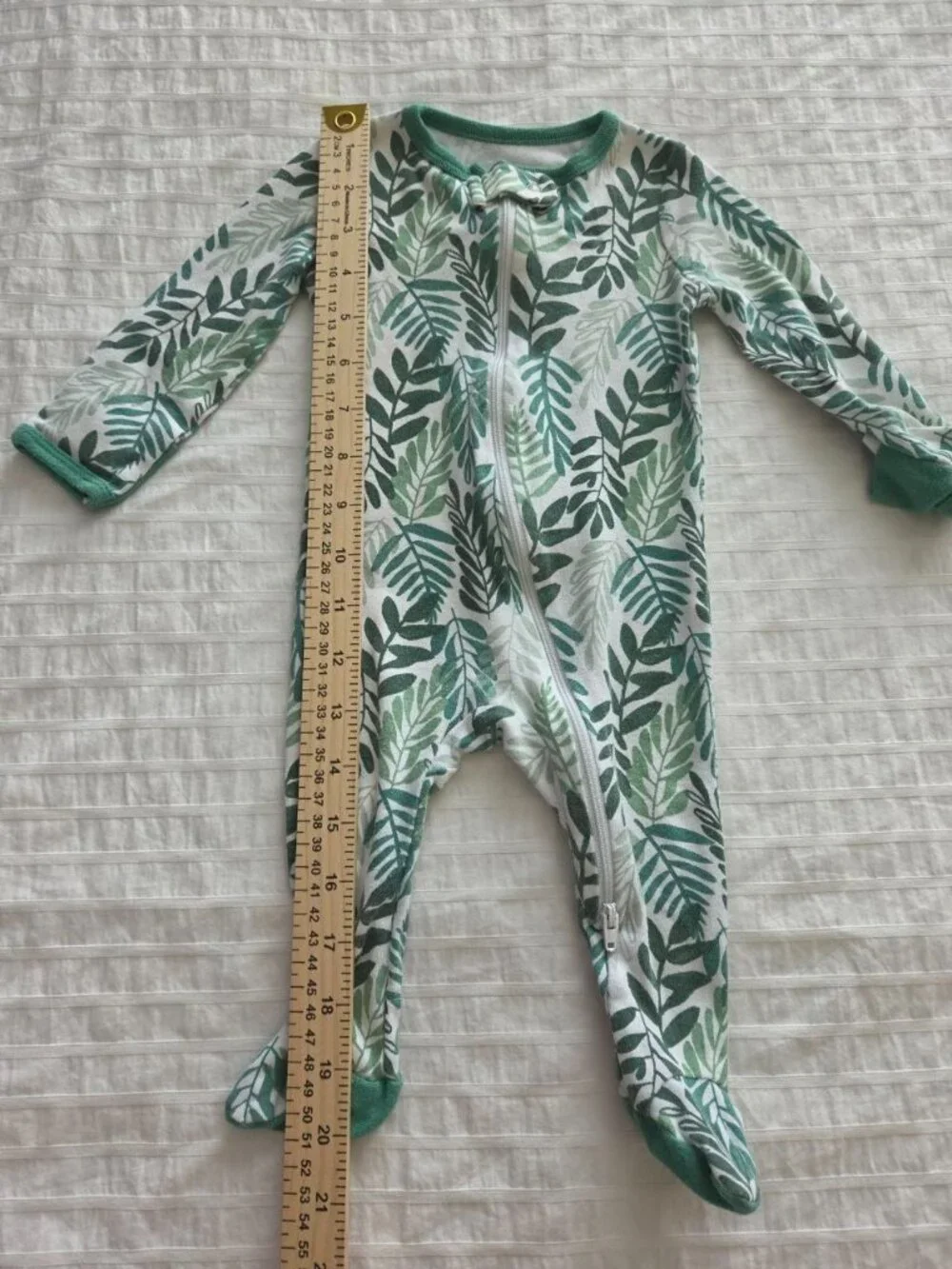 Cloud Island Baby Footed Sleeper 3-6M Green Leaf Print Zip Pajamas 100% Cotton